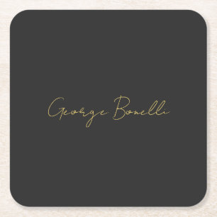 Gold Color Gray Classic Personal Customize Chic Rechteckiger Pappuntersetzer