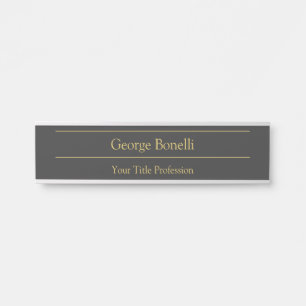 Gold Color Gray Classic Personal Customize Chic Türschild