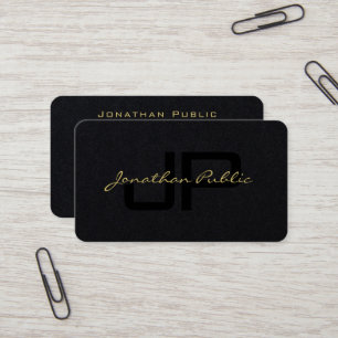 Gold Color Hand Script Luxuriöse Premium Black Visitenkarte