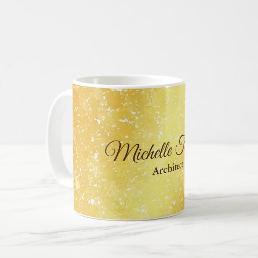 Gold Color Minimalistisch Moderne Skriptkalligrafi Kaffeetasse (Vorderseite Links)
