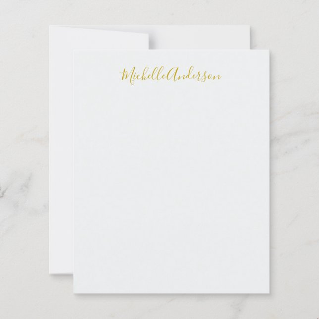 Gold Color Modern Minimalistischer Handschriftname (Vorderseite)