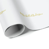 Gold Color Modern Minimalistischer Handschriftname Geschenkpapier (Rolleneckpunkt)