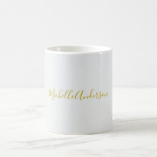 Gold Color Modern Minimalistischer Handschriftname Kaffeetasse