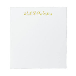 Gold Color Modern Minimalistischer Handschriftname Notizblock