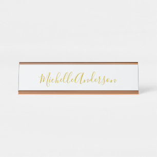 Gold Color Modern Minimalistischer Handschriftname Schreibtischnamensplakette