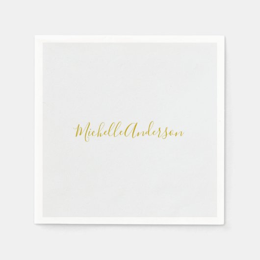 Gold Color Modern Minimalistischer Handschriftname Serviette (Vorderseite)
