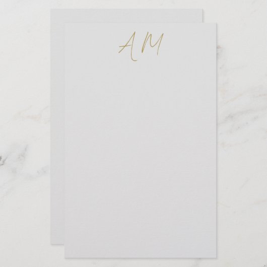 Gold Color Monogram Initials Calligraphy Pro Briefpapier (Vorne/Hinten)
