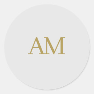 Gold Color Monogram Initials Calligraphy Pro Runder Aufkleber