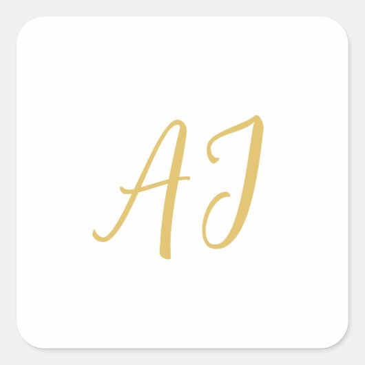 Gold Color Monogram Professional Classical Initial Quadratischer Aufkleber (Vorderseite)