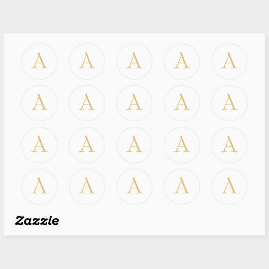 Gold Color Monogram Professional Custom Runder Aufkleber (Blatt)