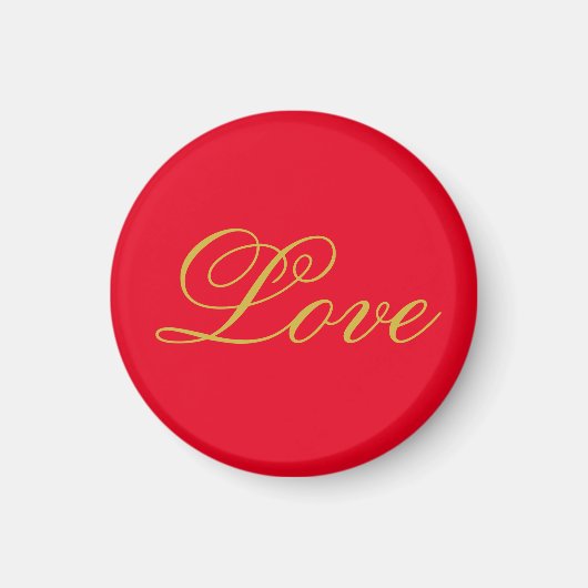 Gold Color Script Red Liebe Wedding Calligraphy Magnet (Vorne)