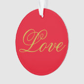 Gold Color Script Red Liebe Wedding Calligraphy Ornament (Vorderseite)