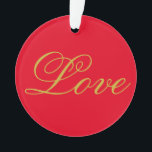 Gold Color Script Red Liebe Wedding Calligraphy Ornament<br><div class="desc">Sie können die Schriftart und Farben leicht ändern. Sie können auch Ihr Logo und das Hintergrundbild hinzufügen,  wie Sie möchten.</div>