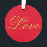 Gold Color Script Red Liebe Wedding Calligraphy Ornament<br><div class="desc">Sie können die Schriftart und Farben leicht ändern. Sie können auch Ihr Logo und das Hintergrundbild hinzufügen,  wie Sie möchten.</div>