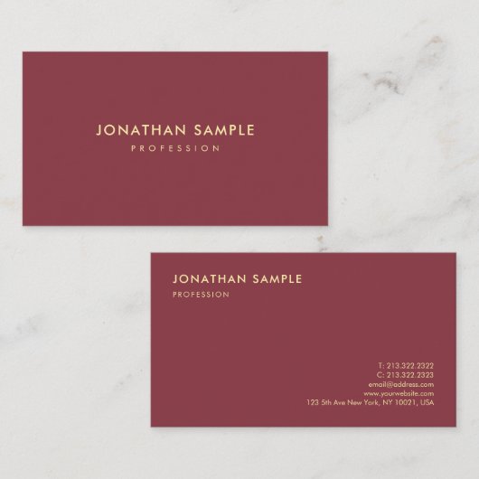 Gold Color Text Elegantes minimales Design Luxuriö Visitenkarte (Vorne/Hinten)