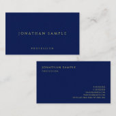 Gold Color Text Premium Dick Luxus Blau Visitenkarte (Vorne/Hinten)