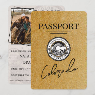 Gold Colorado Passport Save the Date