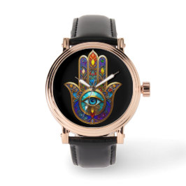 Gold Colorful Hamsa Turquoise Sapphire Third Eye  Armbanduhr