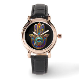 Gold Colorful Hamsa Turquoise Sapphire Third Eye  Armbanduhr