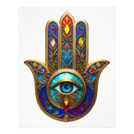 Gold Colorful Hamsa Turquoise Sapphire Third Eye  Fotodruck