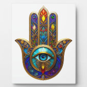 Gold Colorful Hamsa Turquoise Sapphire Third Eye  Fotoplatte (Vorderseite)