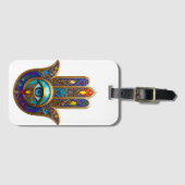 Gold Colorful Hamsa Turquoise Sapphire Third Eye  Gepäckanhänger (Vorderseite (Horizontal))