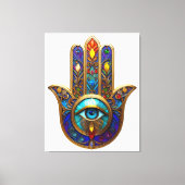 Gold Colorful Hamsa Turquoise Sapphire Third Eye  Leinwanddruck (Vorderseite)