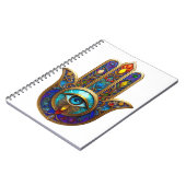 Gold Colorful Hamsa Turquoise Sapphire Third Eye  Notizblock (Linke Seite)