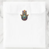 Gold Colorful Hamsa Turquoise Sapphire Third Eye  Runder Aufkleber (Tasche)