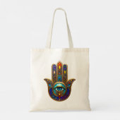 Gold Colorful Hamsa Turquoise Sapphire Third Eye  Tragetasche (Rückseite)