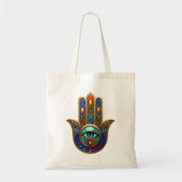 Gold Colorful Hamsa Turquoise Sapphire Third Eye  Tragetasche