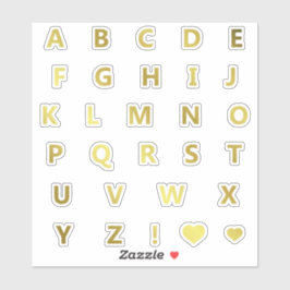 Gold Colors Letters Monogram Sticker Pack Alphabet