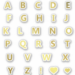 Gold Colors Letters Monogram Sticker Pack Alphabet