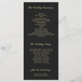 Gold Comfetti Dots Elegantes Schwarzes Hochzeitspr Programm (Rückseite)