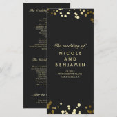 Gold Comfetti Dots Elegantes Schwarzes Hochzeitspr Programm (Vorne/Hinten)