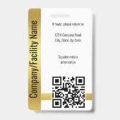 Gold Company Security QR Code Mitarbeiter Foto ID Ausweis (Back)