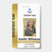 Gold Company Security QR Code Mitarbeiter Foto ID Ausweis (Front)