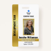 Gold Company Security QR Code Mitarbeiter Foto ID Ausweis (Vorderseite)