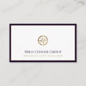 Gold Compass Logo Dunkle Lila Grenze Visitenkarte (Vorderseite)