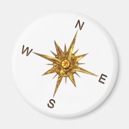 Gold-Compass-Points-Navigation Magnet (Vorne)