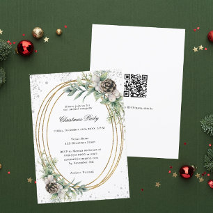 Gold cone Grün QR Code Unternehmen Weihnachtsfest  Einladung