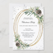 Gold cone Grün QR Code Unternehmen Weihnachtsfest Einladung (Vorderseite)