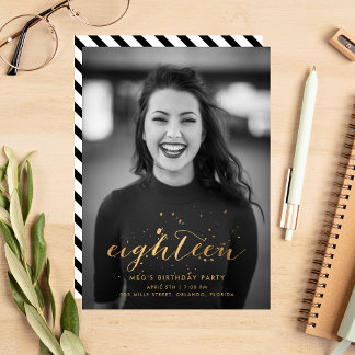 Gold Confetti 18. Geburtstag Foto Einladung