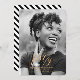 Gold Confetti 40. Geburtstag Foto Einladung