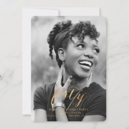 Gold Confetti 40. Vierzigste Geburtstagsfeier Foto Einladung