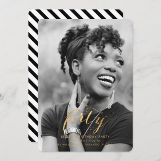 Gold Confetti 40. Vierzigste Geburtstagsfeier Foto Einladung