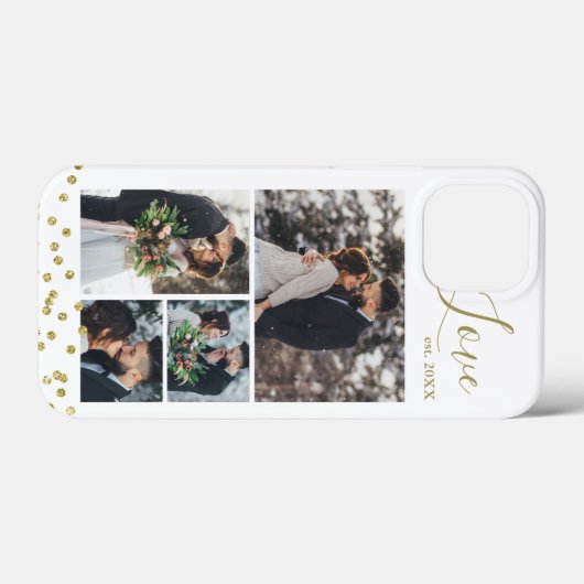Gold Confetti 4-Foto Collage Personalisiert Case-Mate iPhone Hülle (Rückseite (Horizontal))