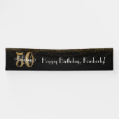 Gold Confetti 50 & Fabulous Happy Birthday, Black Banner (Horizontal)