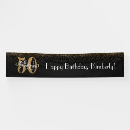 Gold Confetti 50 & Fabulous Happy Birthday, Black Banner
