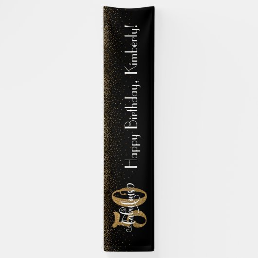 Gold Confetti 50 & Fabulous Happy Birthday, Black Banner (Vertikal)